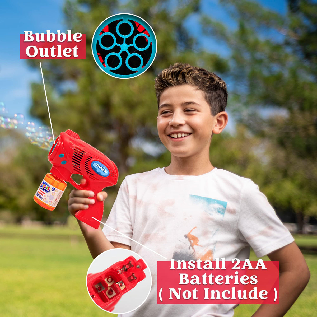 JOYIN bubble guns outdoor play kit perfect for parties and picnics.