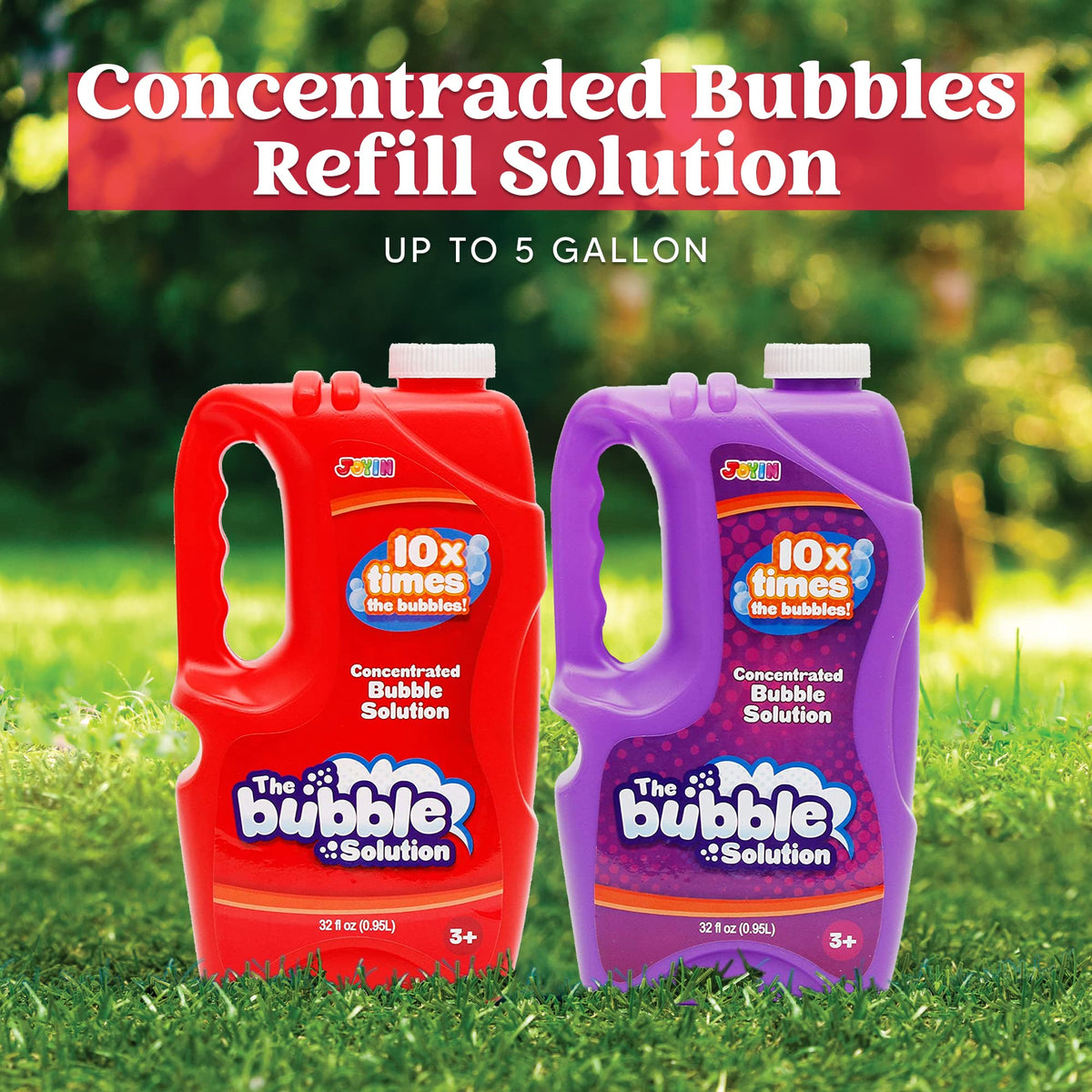 JOYIN bubble machine refill in action for continuous bubble spray outdoors