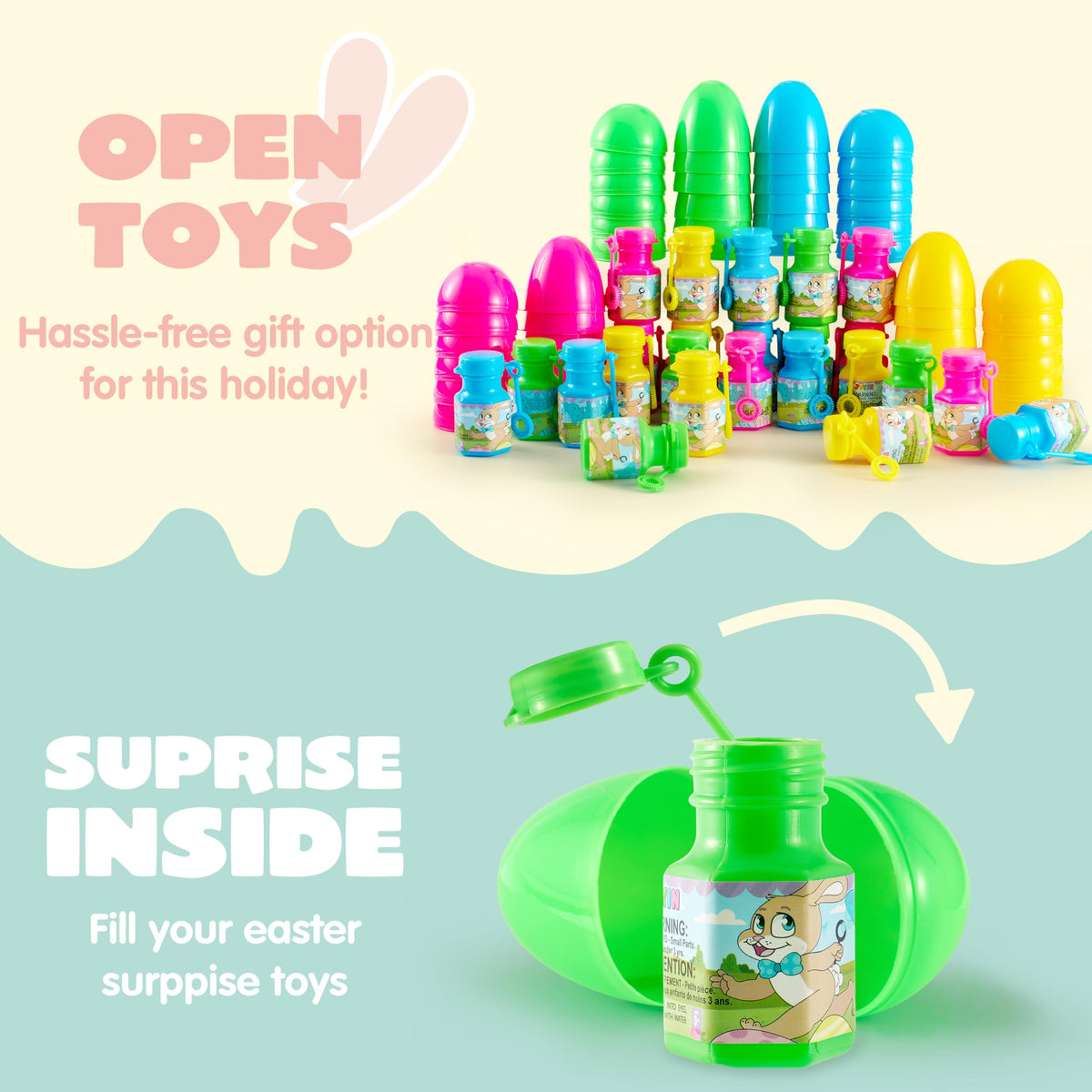 Bubble solution inside JOYIN eggs offers safe bubble play