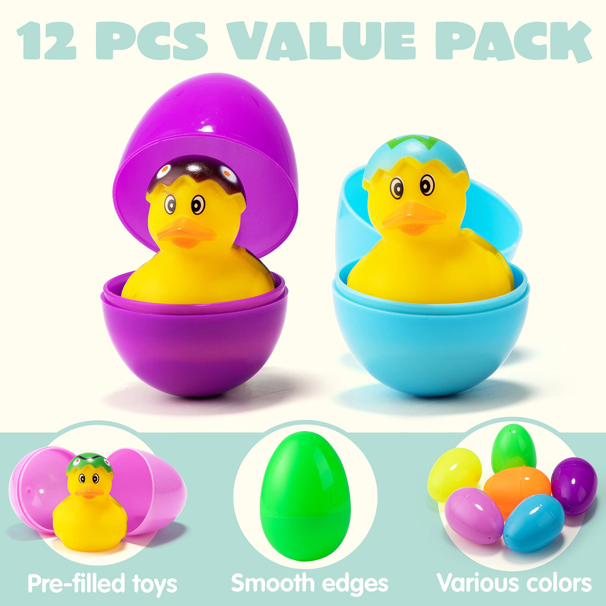 JOYIN Easter eggs with prefilled ducks provide durable, safe bath toys for kids.
