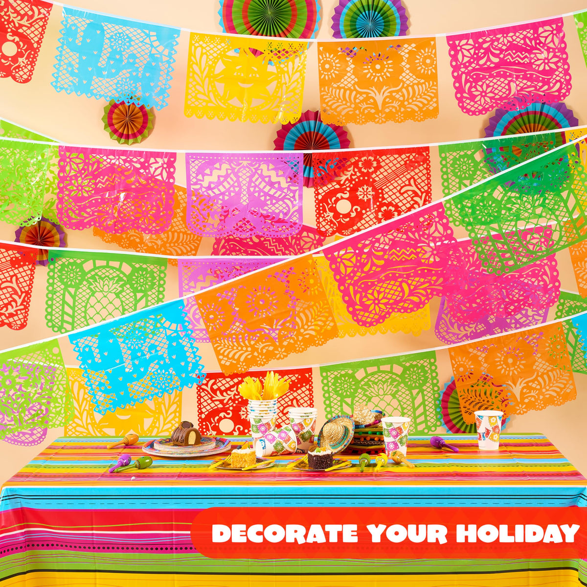 JOYIN cactus sun palm motifs banner enhances authentic decor.