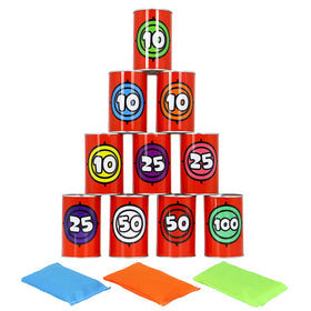 JOYIN cans pyramid setup shows easy stacking and scoring for kids.