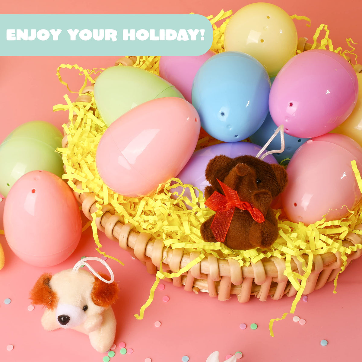 JOYIN child holding egg reveals size and plush inside.