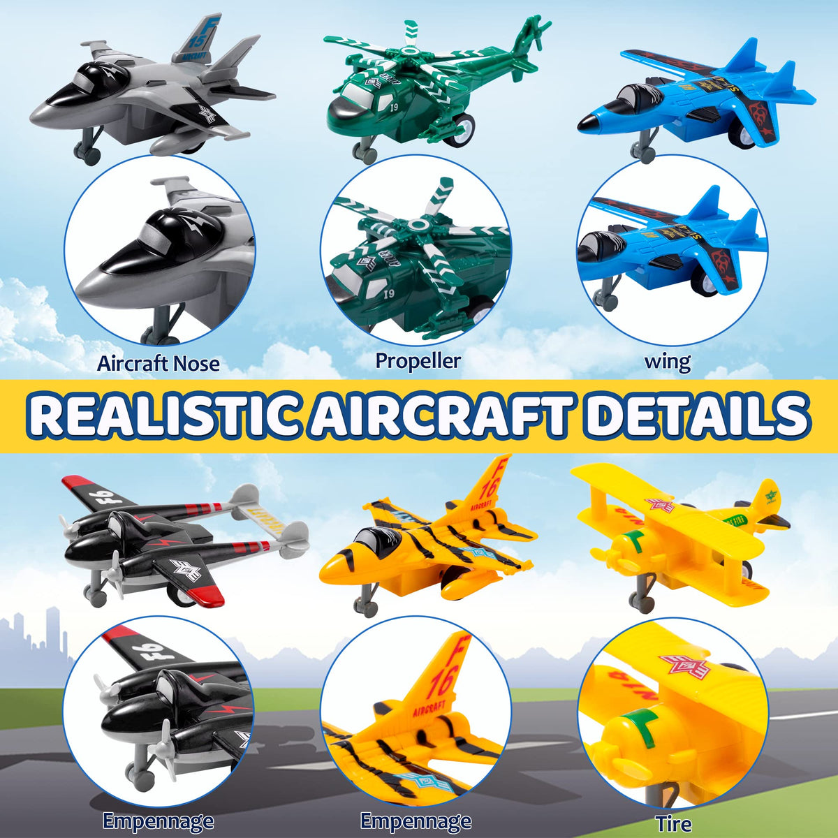 JOYIN child-safe aircraft pack crafted for safe, long-lasting play sessions