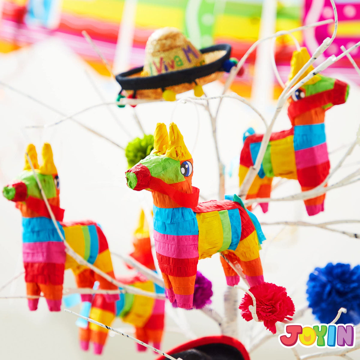 JOYIN Cinco De Mayo mini donkey pinatas rainbow color variety for decor