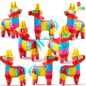 JOYIN Cinco De Mayo mini donkey pinatas rainbow pack front view, ideal for festive decor