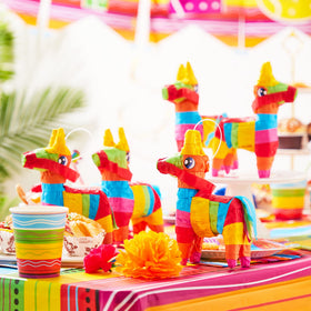 JOYIN Cinco De Mayo mini donkey pinatas rainbow pack side view, vibrant colors