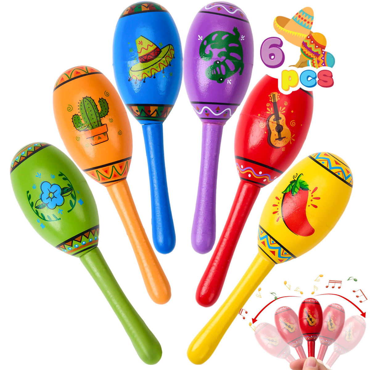 JOYIN Cinco De Mayo mini maracas classroom use for rhythm
