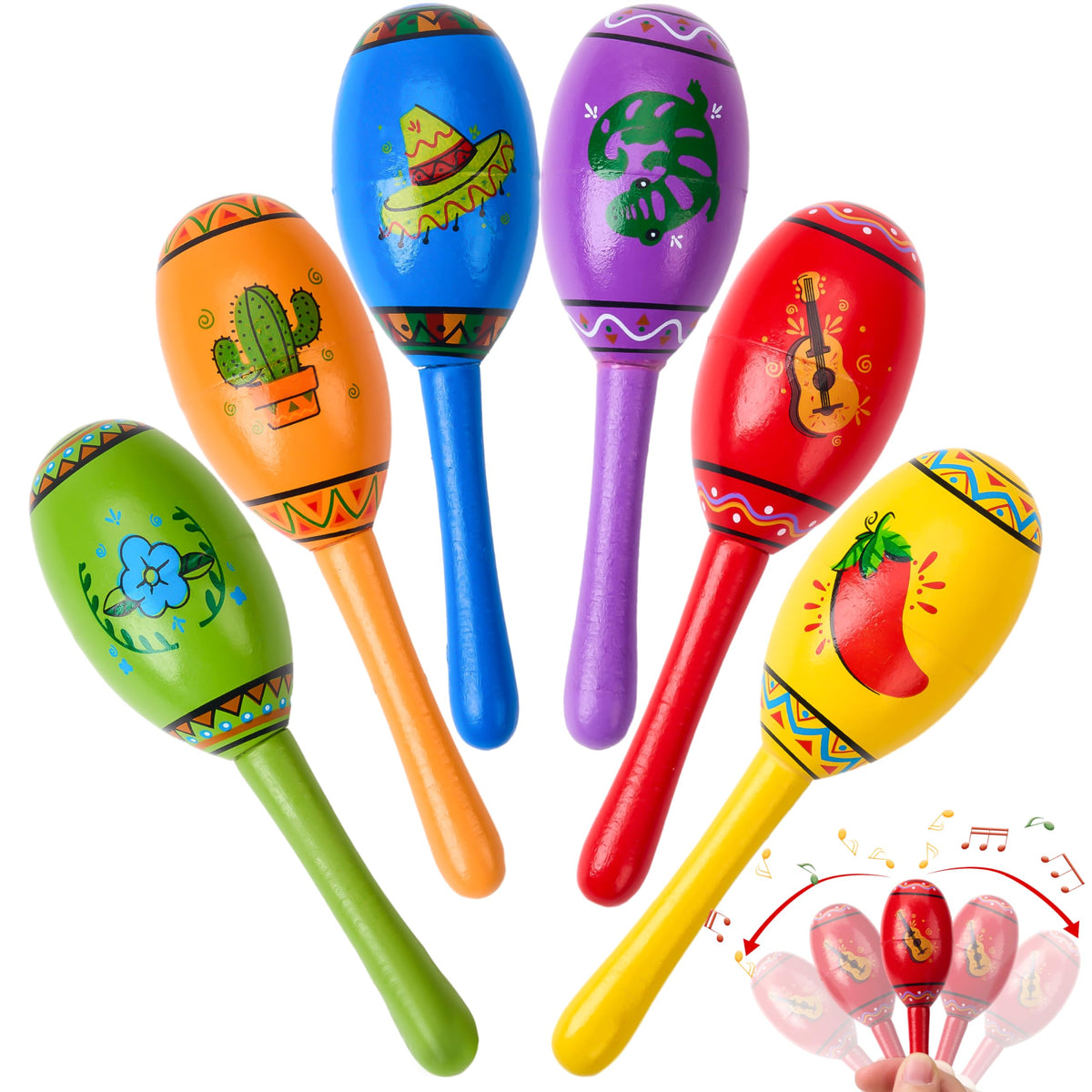 JOYIN Cinco De Mayo mini maracas red for kids rhythmic play and parties