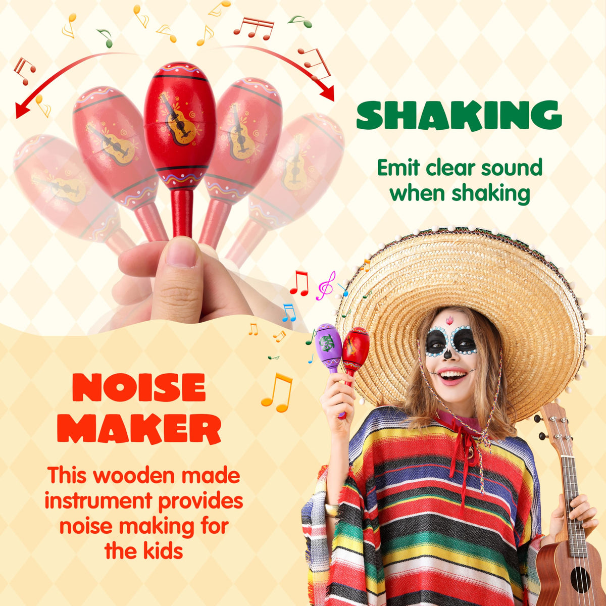 JOYIN Cinco De Mayo mini maracas yellow spark classroom creativity