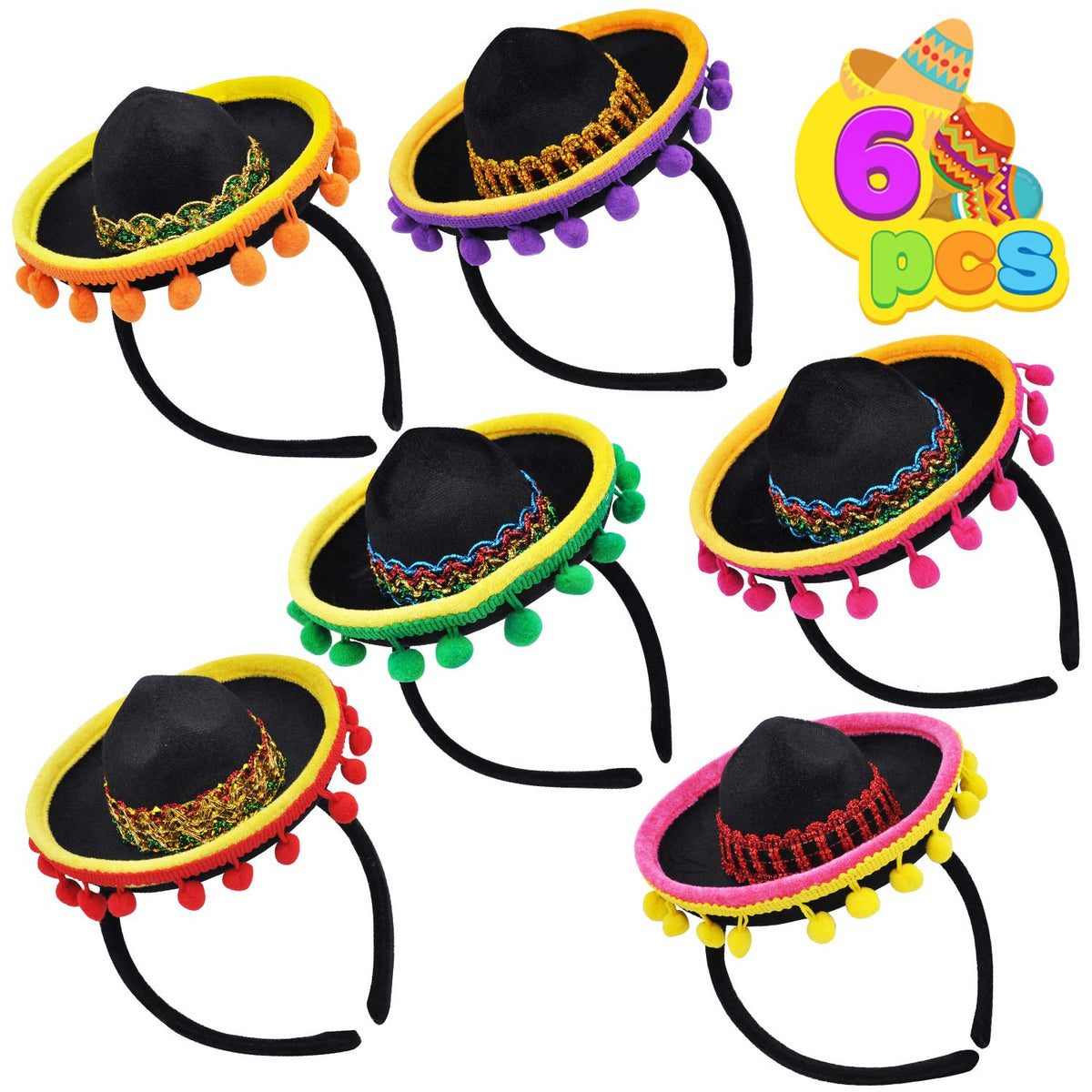 JOYIN Cinco de Mayo sombrero headband pack for vibrant group photos.
