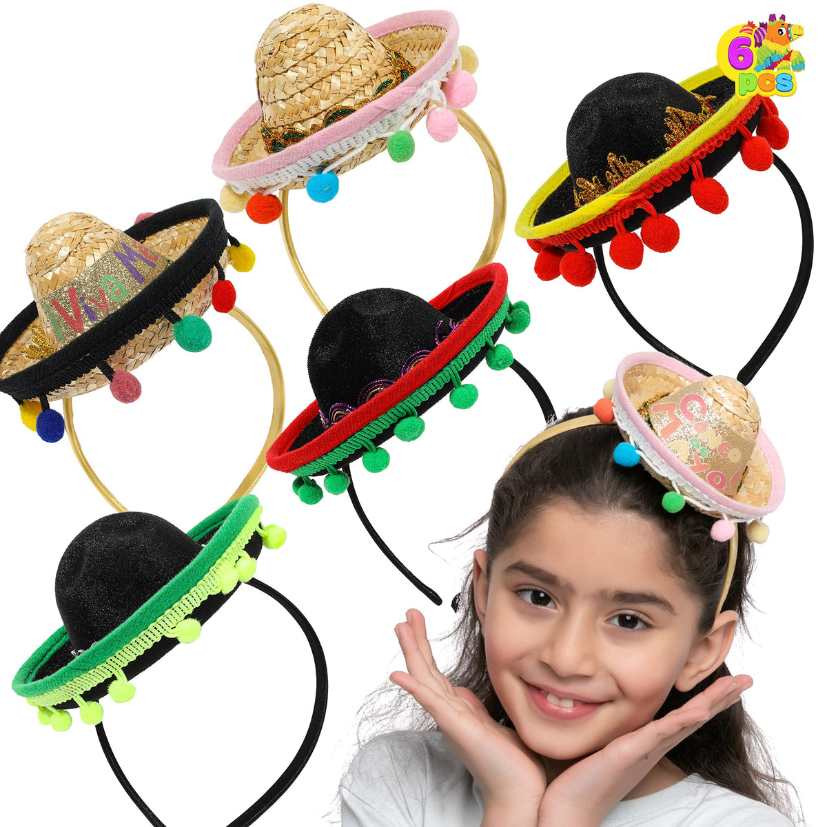 JOYIN Cinco de Mayo headbands displayed as table centerpieces.