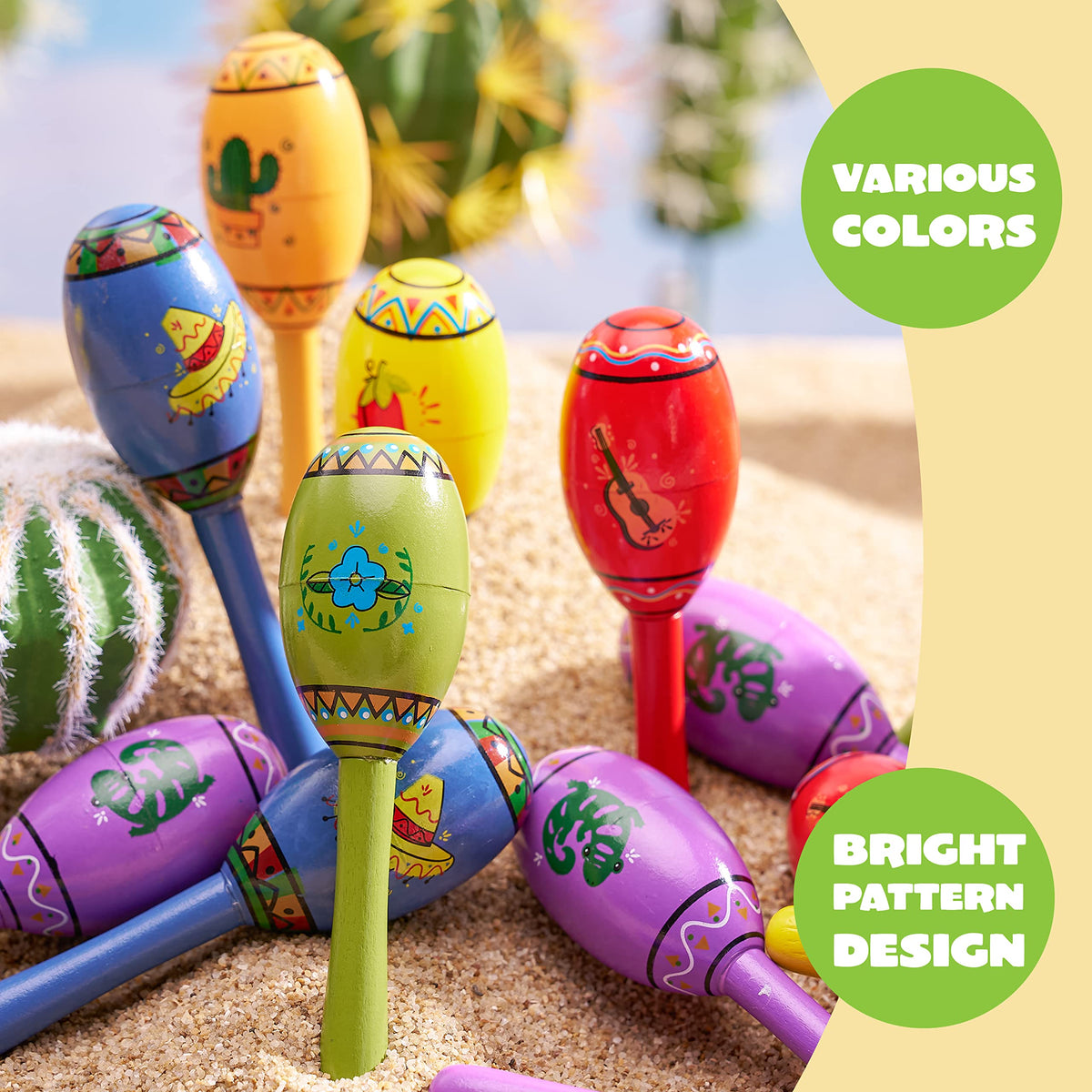 JOYIN closeup of wooden maraca texture showing smooth finish and safe design.