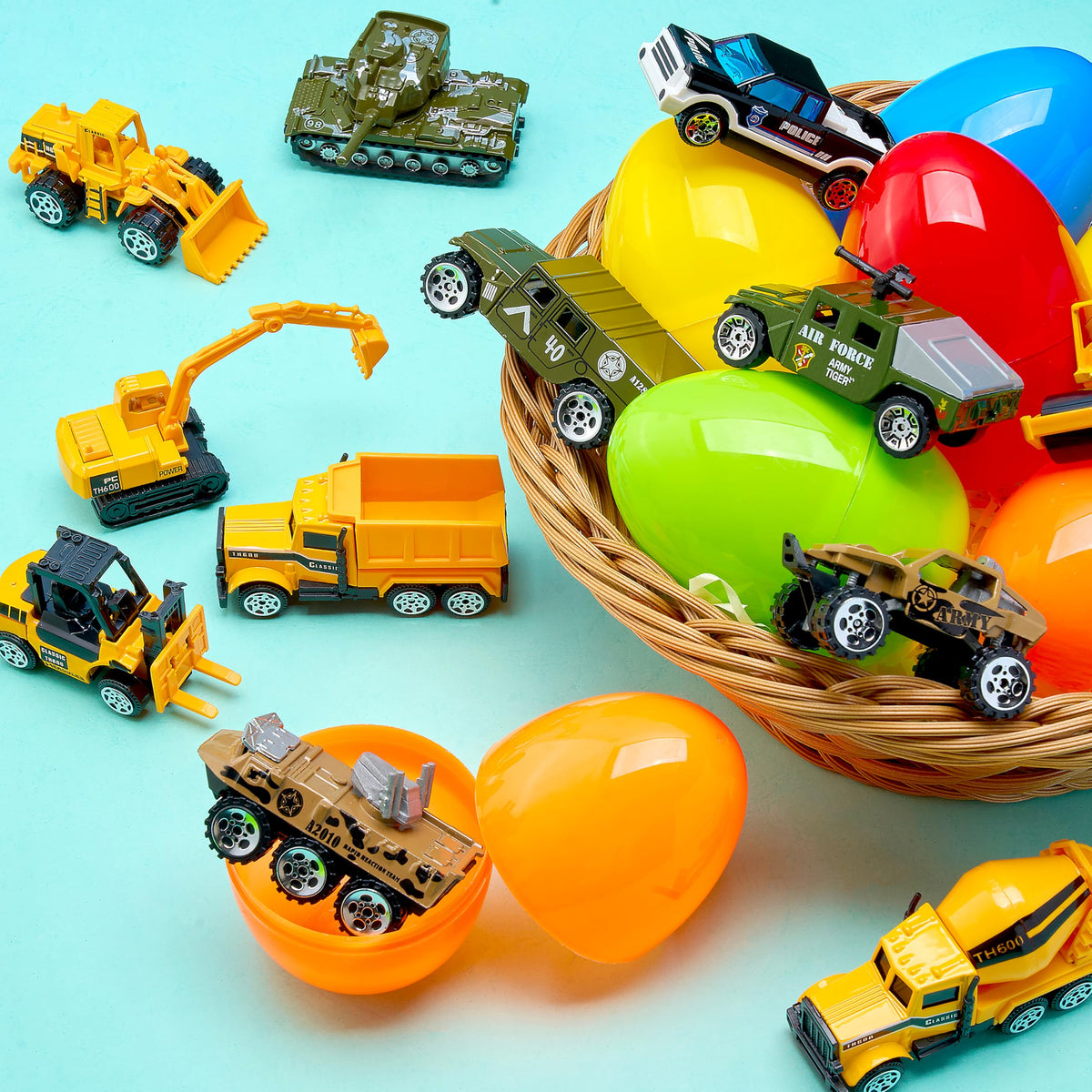JOYIN construction trucks die-cast vehicles for hands-on play and learning.