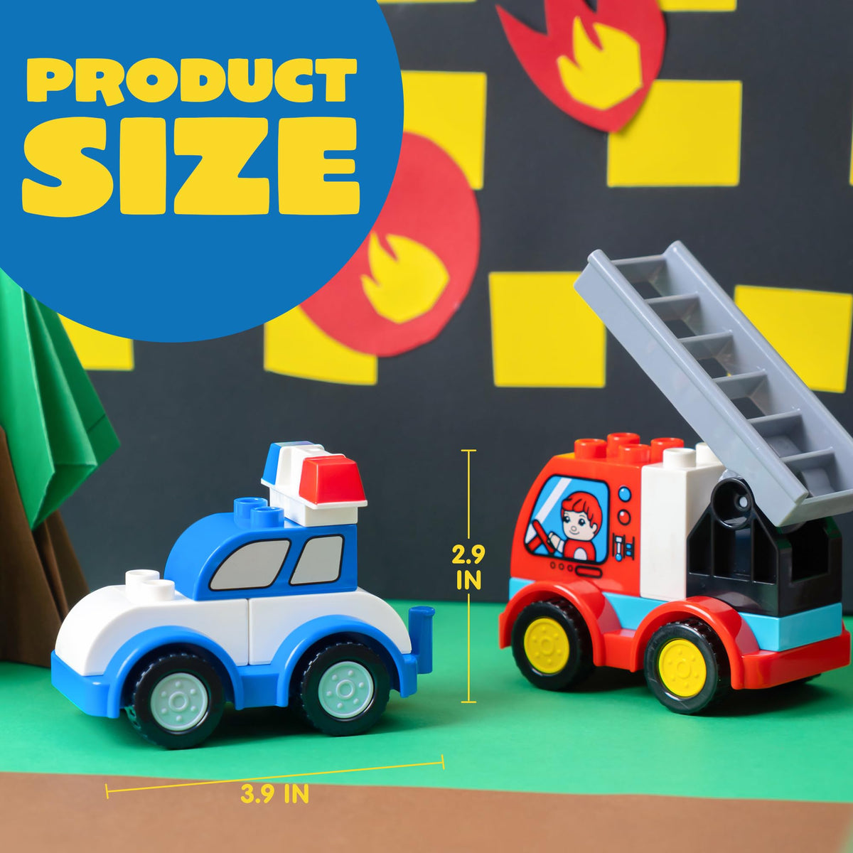 JOYIN playset with construction trucks and police cars sparks imaginative scenarios