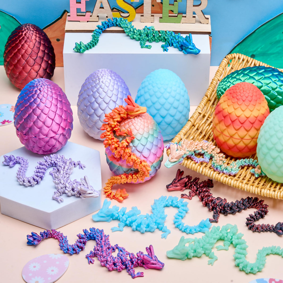 JOYIN 3D-printed dragon eggs showcase lifelike scales and textures for display and play.