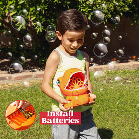 JOYIN Dinosaur Bubble Machine output in action creates lively playtime bubbles.