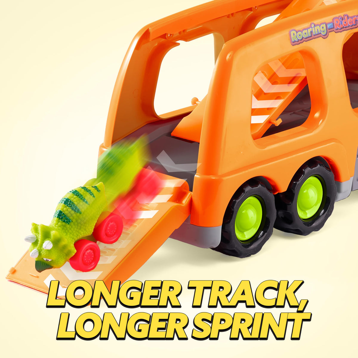 JOYIN dinosaur truck head includes start, siren, music, and lights.