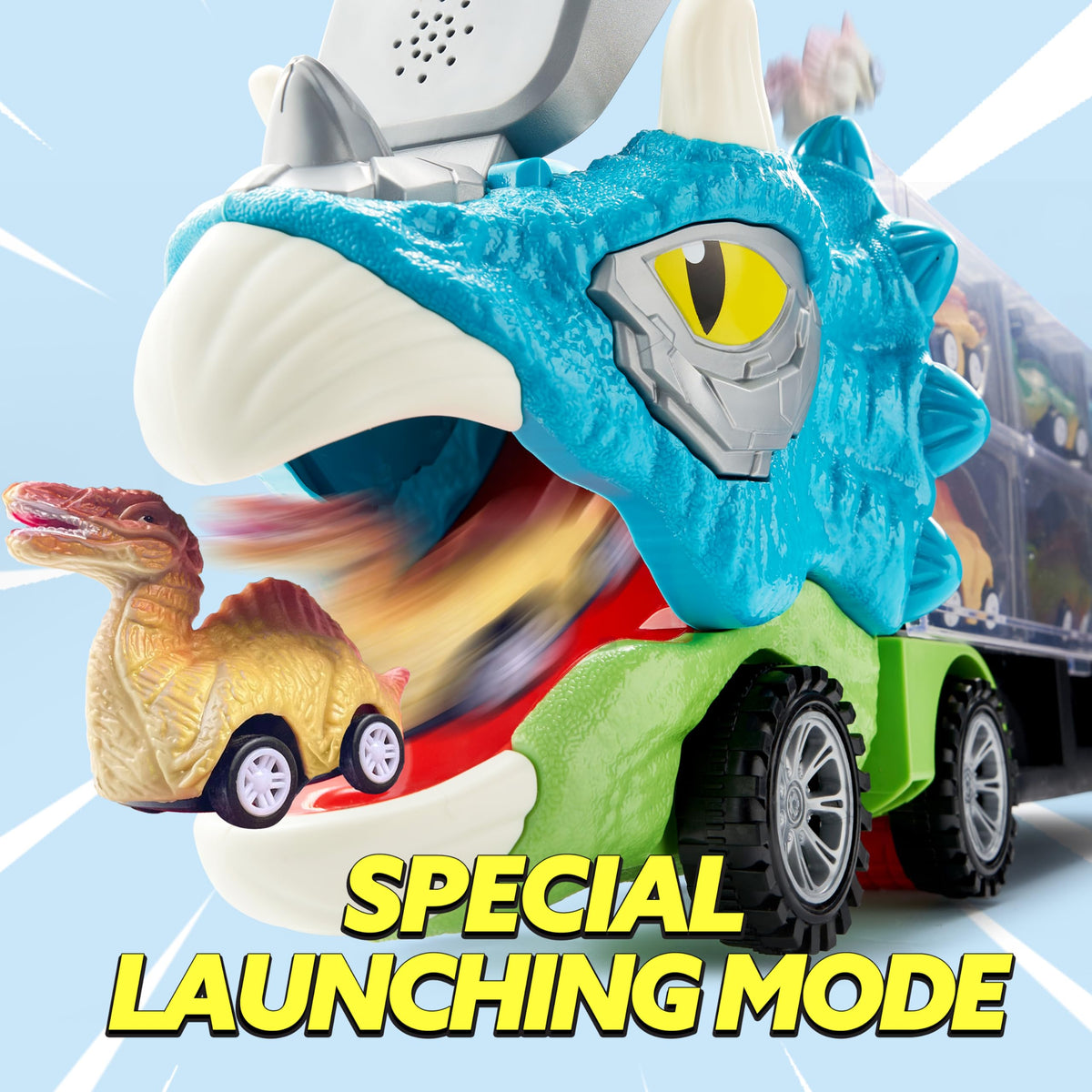 JOYIN dinosaur truck head flip-open for easy loading
