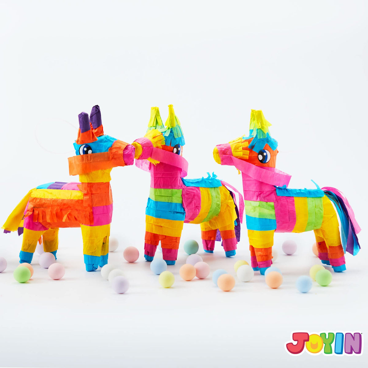 JOYIN donkey piñata used as a colorful photo prop at celebrations.
