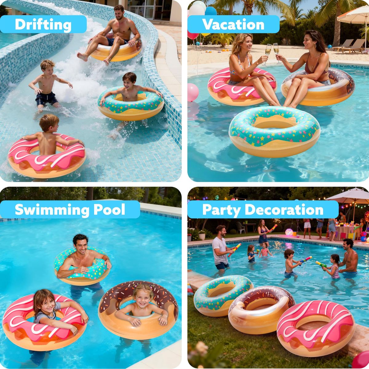 JOYIN durable vinyl donut tubes withstand sunny days and splashes.