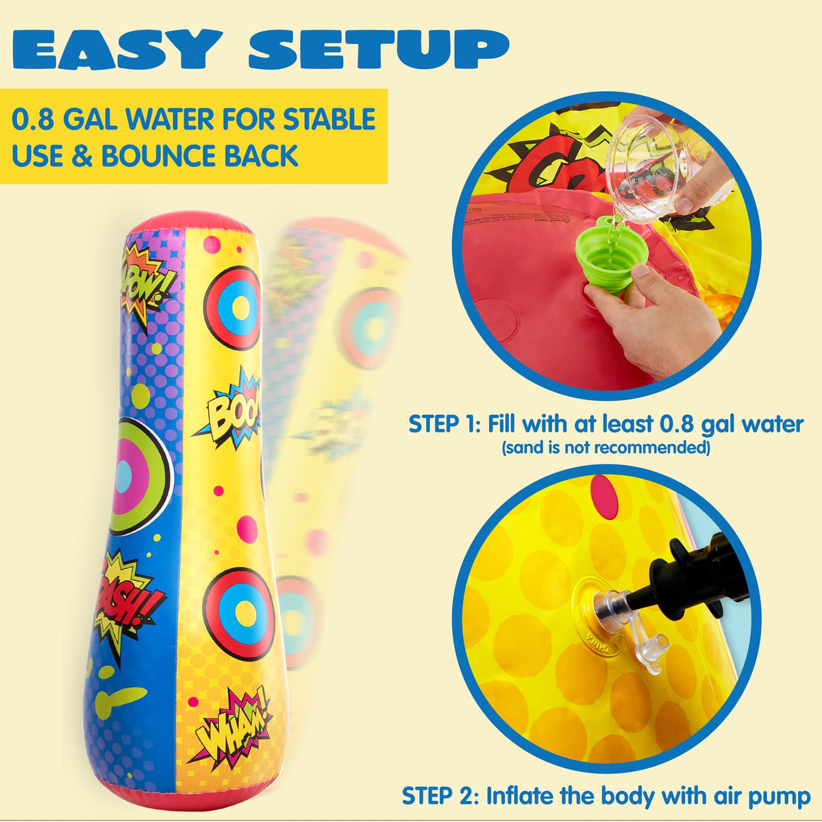 JOYIN double-sided inflatable punching bag for versatile play