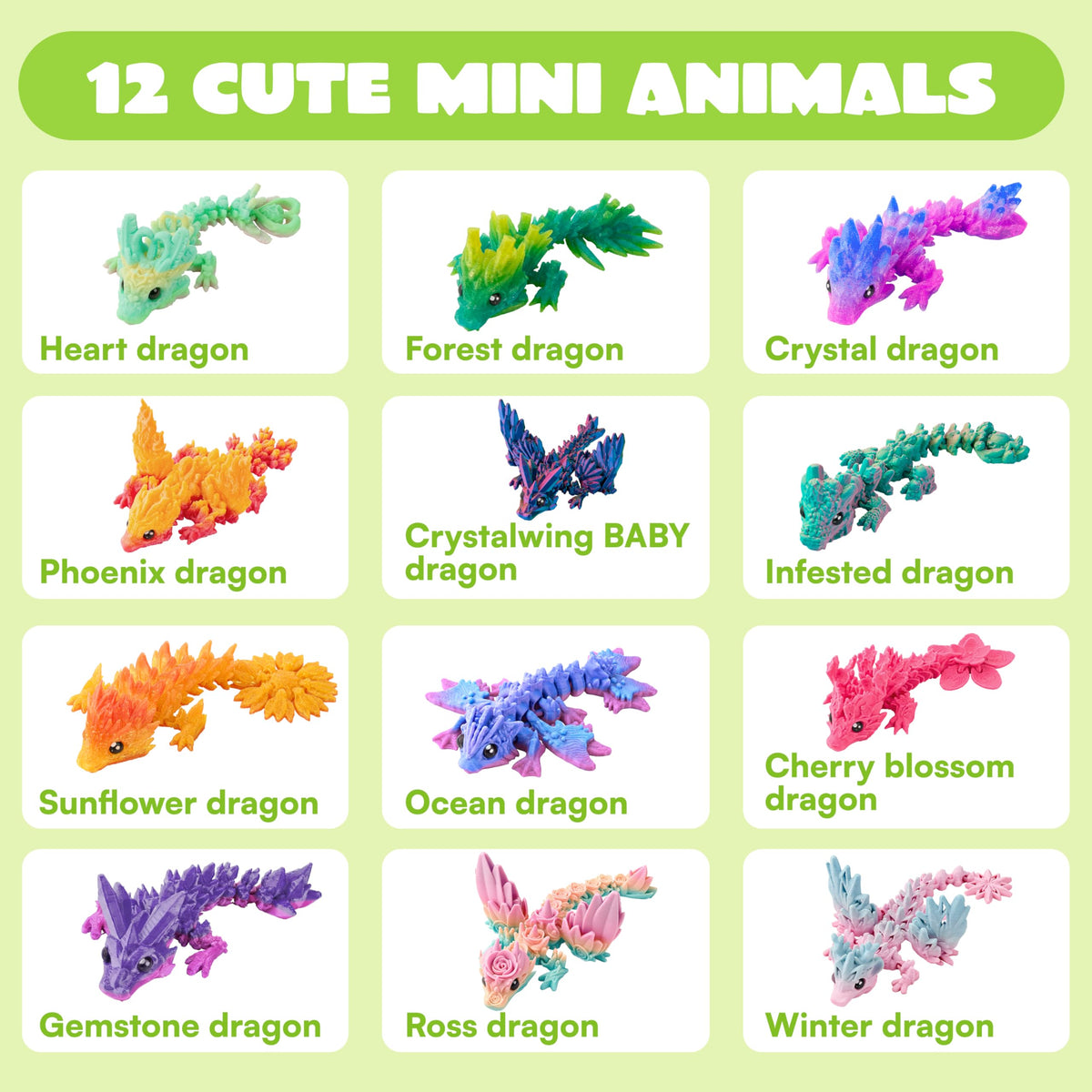 JOYIN dragon blind box crystal dragon with color-shifting gloss for shelf display.