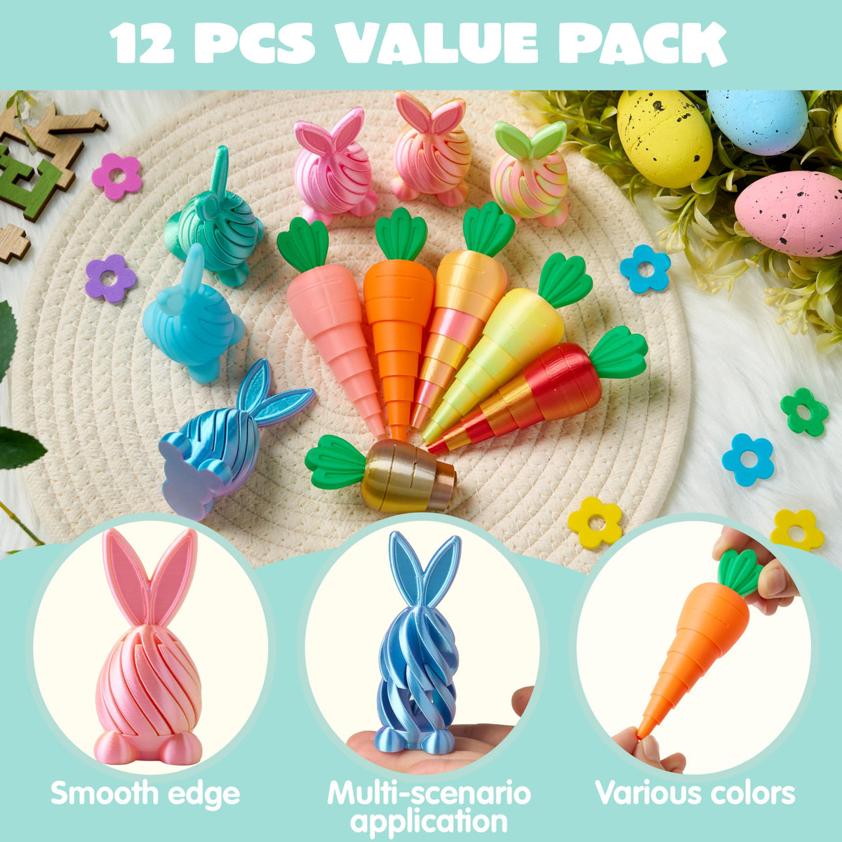 JOYIN carrot Easter 3D toy – smooth fidget for quiet time