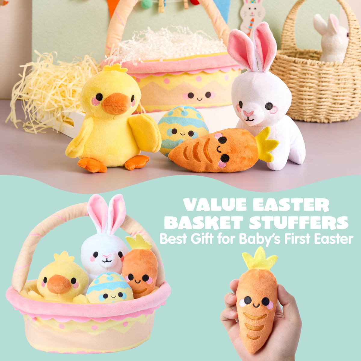 JOYIN Easter basket plush carrot provides colorful decor and toy.