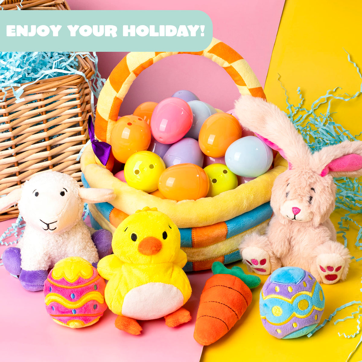 JOYIN Easter plush egg—colorful handheld prize for hunts and rewards.