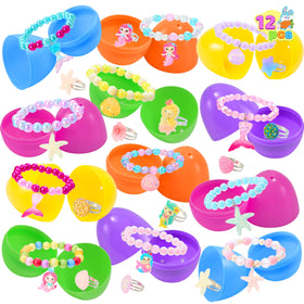JOYIN Easter egg with beads bracelet and ring inside for kids' hunts.