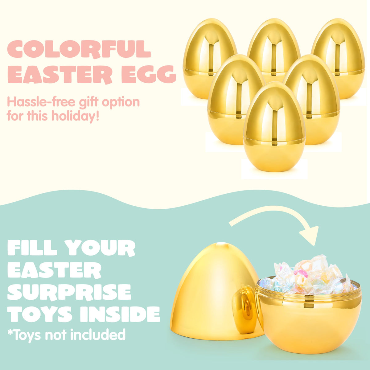 JOYIN Easter egg hunt outdoors with metallic gold eggs for search fun.