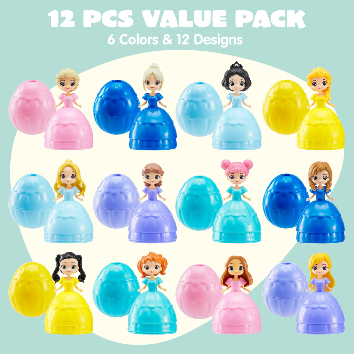 JOYIN Easter egg shell detach top: removable pieces for imaginative princess play.