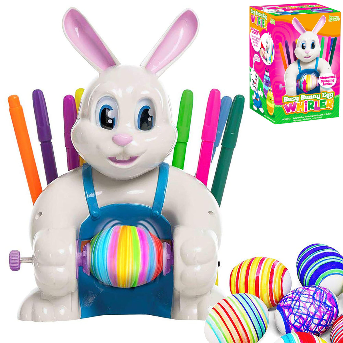 JOYIN easter-egg-spinner in action showing bunny holding an egg for decorating.