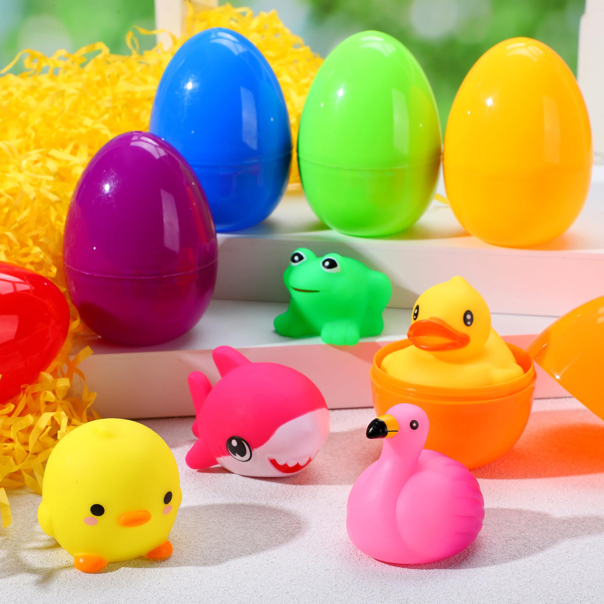 JOYIN duck bath toy with glow inside egg for egg hunt