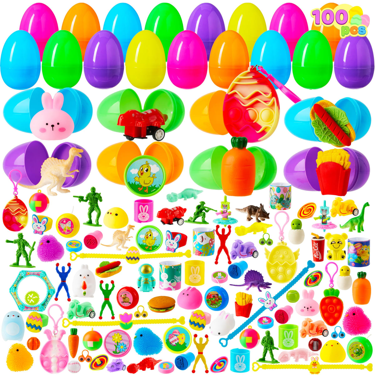 JOYIN Easter eggs filled with 100 shells, ideal for exciting hunts.