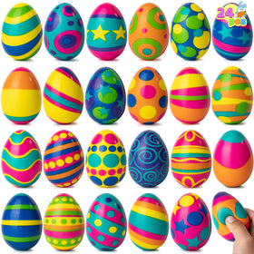 JOYIN 24-pack Easter eggs in assorted colors, squishy texture for stress relief and play