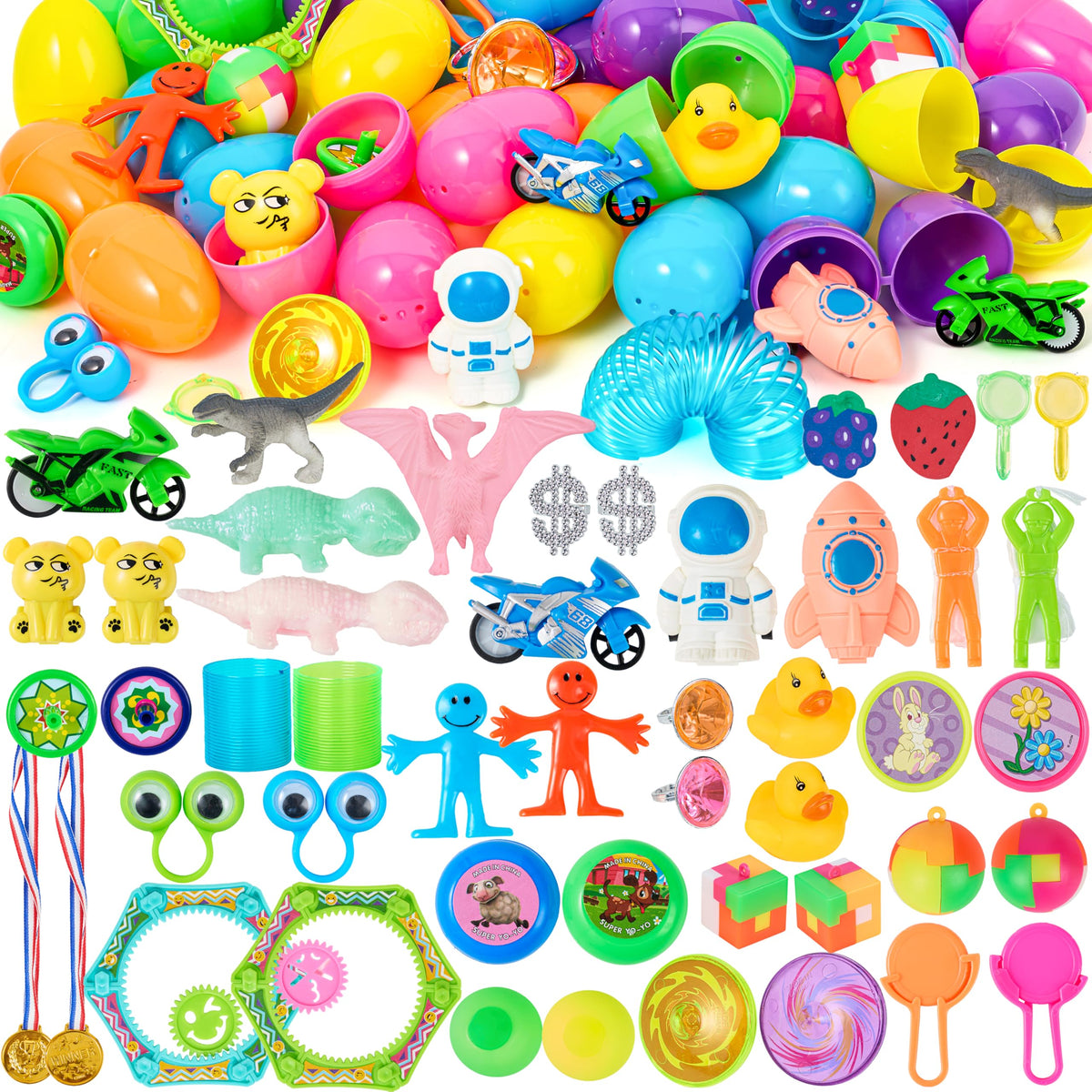 JOYIN 48-pack Easter eggs side view showcasing colorful shells for easy egg hunts.