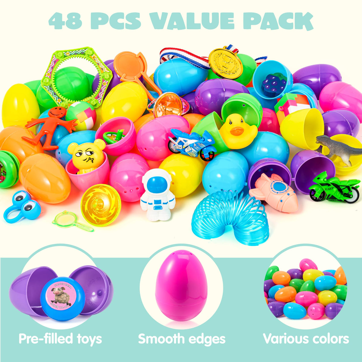 JOYIN Easter eggs basket stuffer display for quick, colorful party decor.