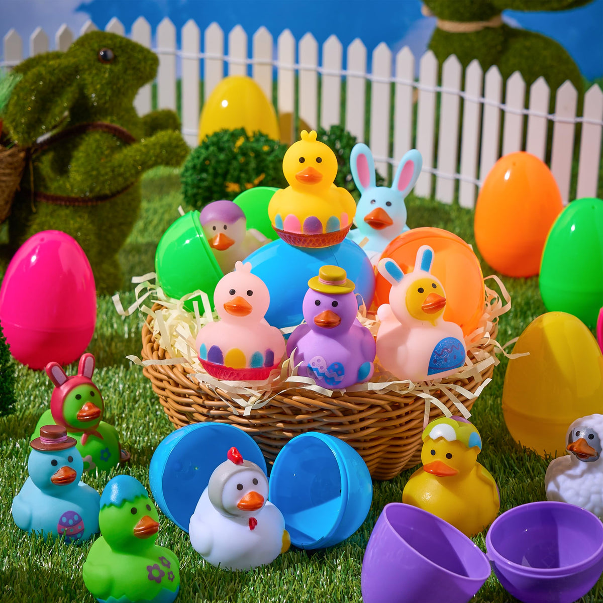 JOYIN eggs showing 12 unique rubber duck designs inside