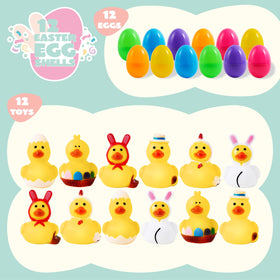 JOYIN rubber duck inside egg as squirt bath toy.