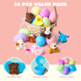 JOYIN eggs with mini plush keychains—compact gifts for bags and prizes.
