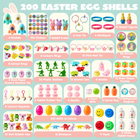 JOYIN Easter eggs opened with toy and sticker, ready for engaging treasure hunts.
