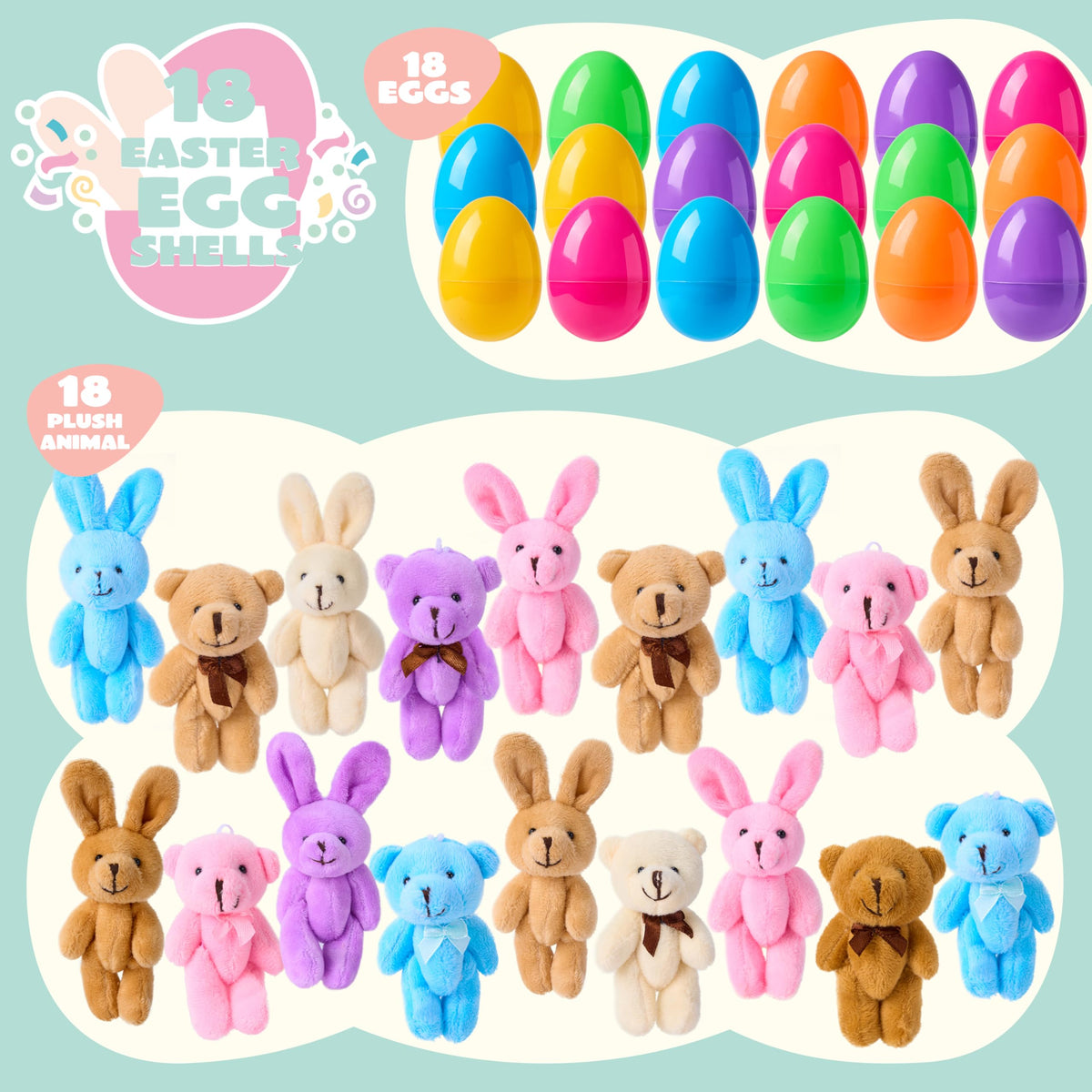 JOYIN Easter eggs with plush bear inside for delightful surprises.