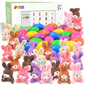JOYIN eggs with plush bunnies ready for grab-and-go Easter fun.