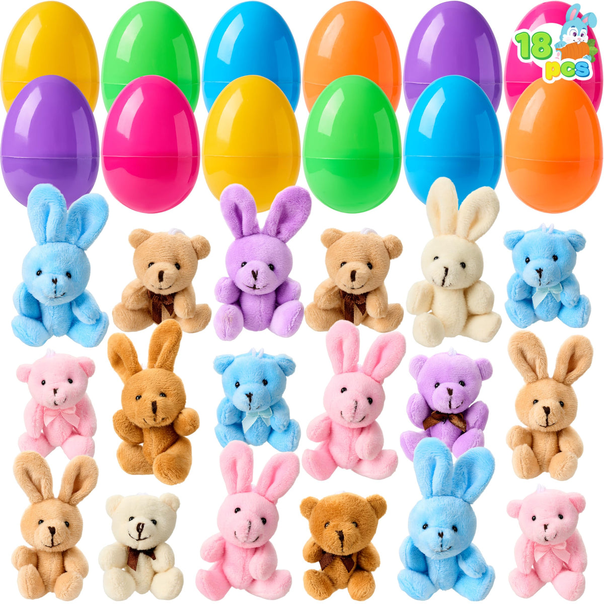 JOYIN Easter eggs with plush bunny inside for exciting egg hunts.