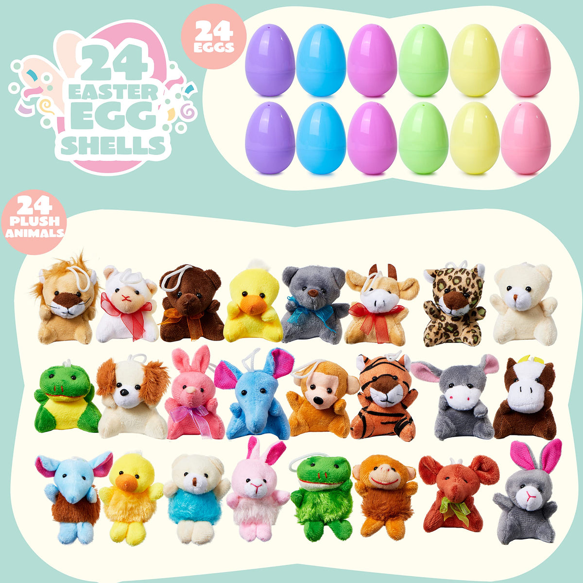 JOYIN Easter eggs close-up showing plush toy inside for cuddly surprises.