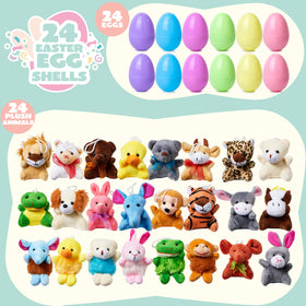 JOYIN Easter eggs close-up showing plush toy inside for cuddly surprises.