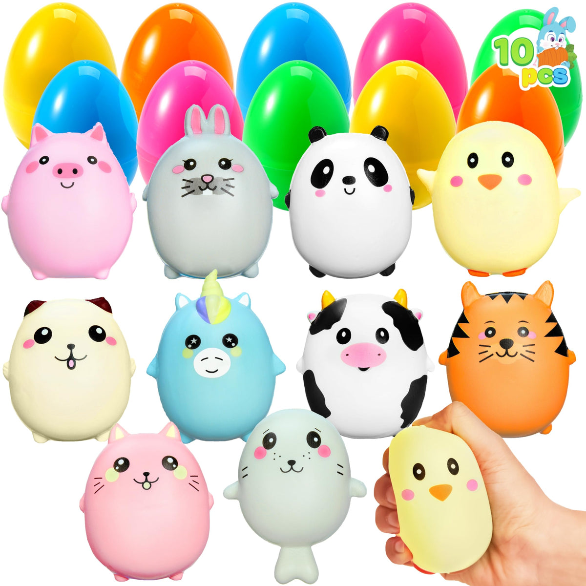 JOYIN Easter egg pre-filled with an animal squishy toy for egg hunts
