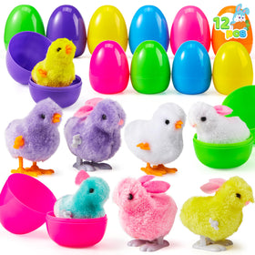 JOYIN Easter eggs wind-up toys with bunnies and chicks; colorful for Easter baskets.